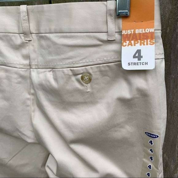 OLD NAVY cream stretch cotton capris cropped pants stitch detail spring summer - Picture 6 of 9